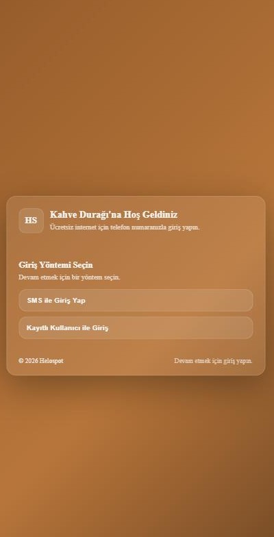 Kahve Durağı misafir Wi-Fi karşılama portalı — SMS ile giriş